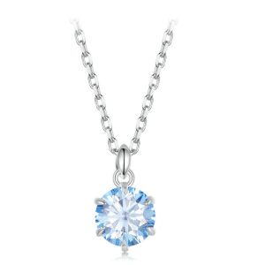 Bamoer 925 sterling Silver 1CT màu xanh moissanite Dây chuyền mặt dây mạ vàng trắng trang sức đính hôn với giấy chứng nhận msn031