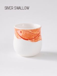 Silver New Year Cup Lucky Carp Small round Coffee Cup Combo Hand-Poured Coffee Tasting Limited Edition Chinese Style Ceramic Cup