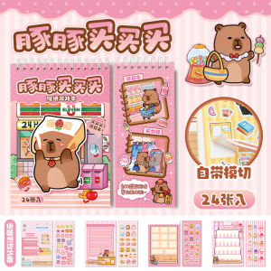 Cute Capybara Game Sticker Book No Cutting Childrens Scrapbooking Stickers Book DIY Toy Book Gift