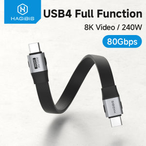 Hagibis Short USB C to USB C Full Function Cable USB4 V2 Date Cable 80Gbps 8K PD 240W For Thunderbolt 3/4 iPhone 16 Pro Max SSD Power Bank