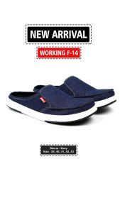 Sepatu Pria Casual Denim Working F-14 / Sepatu Slip On Lofers Bustong Murah