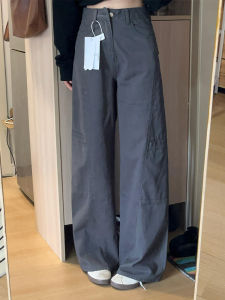 American Style High Waist Loose Fit Straight Leg Jeans Pants Womens Summer New Style Slimming Drapey Cargo Trousers