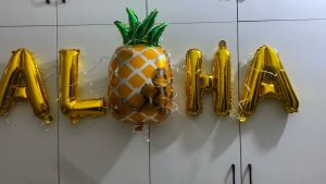 Aloha Foil Balloon Wall Banner Hawaii Decoration Set Birthday Wedding Beach Tropical Pantai Pineapple Tree Garland Party Summer