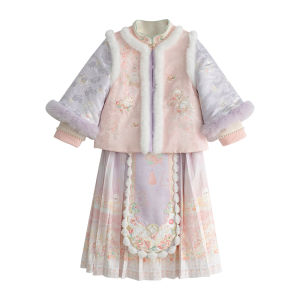 Girls Traditional Chinese Costume Set Baby Style Winter Clothes Childrens New Year Tang Suit Visit Family Clothes Embroidered