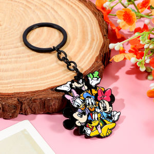Fashion Mickey And Minnie Charms Keychain for Kids Valentines Day Gift Purse Bag Key Ring Cute Cartoon Character Accessory