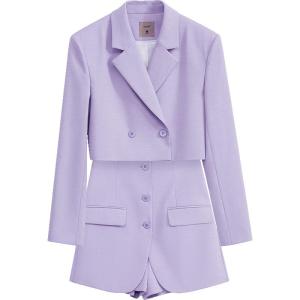 Amii Summer New Womens Short Sleeveless Suit Eco-friendly Street Style Turn-down Collar Long Sleeve Polyester Fiber Commute Wind