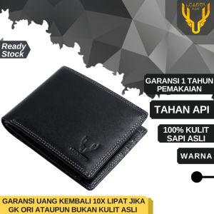 Dompet Pria Kulit Sapi Warna Hitam Merk Leaderbag Model Terbaru Atau Wallet Dompet Kecil Lipat Kulit Cowok Distro Keren MINO E05