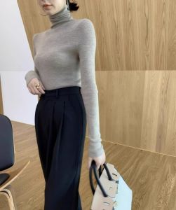 HUOLISI | Stacked High Neck Knit Sweater Slim Fit