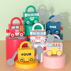 Baby Learning Lock with Key Car Games Montessori Educational Toy Number Matching Lock Toys Sensory Toys For Kids 1 2 3 Years