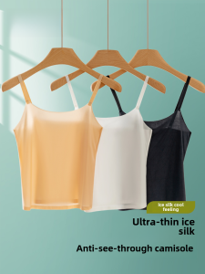 Ice Silk Strap Vest Womens Ultra-Thin White Anti-Penetration Underwear Tube Top Skin-Colored Base Layer Seamless Beautiful Back