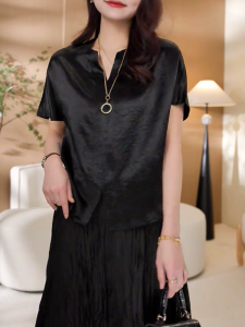 QINGNAER | Luxurious Silky Large Size Summer New Short Sleeve T-shirt