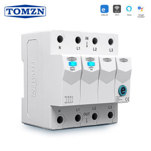 TOMZN WIFI Smart Circuit Breaker 3P+N 3 Phase 208V 380V 63A DIN Rail EWeLink 3 Relays Cut off Live Wire Timer Delay-on/off