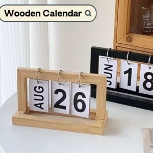 Ready Stock Ikea Style Desktop Natural Wooden Clock Perpetual Calendar Table Calendar Page Flipping Turning Home Living Bedroom Study Room Office Cafe Shop School Decoration Ornaments Modern Minimalist Aesthetic Nordic Durable Waterproof Gift Kids Adult