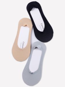 Clemdorf Summer Low Cut Invisible Boat Socks Womens Thin Pure Cotton Bottom Mesh Breathable Non-Slip Non Slip Loafers Socks