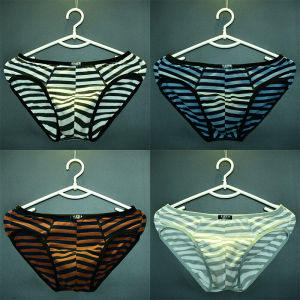 4 Mens Mid-Waist Briefs Autumn and Winter Pure Cotton Thin Edges Sports Stripes Breathable Sweat Absorbing Comfortable Stretch Cotton