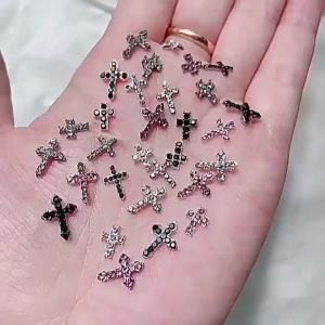 10PCS 3D Alloy Classic Cross Nail Multi Specification Nail Gel Decoration Gothic Cats Eye Nail Polish DIY Nail Art Supplies