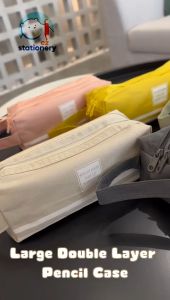 ezstationery Ready Stock Large Double Layer Pencil Case Double Zip Canvas Pen Pouch Pen Holder Bag School Stationery Kotak Pencil