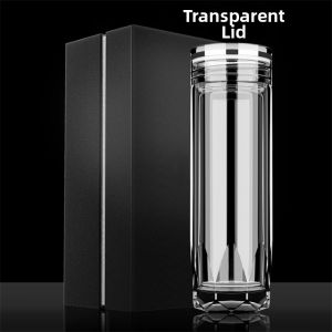 Double Layer Heat Insulation Tea Cup Crystal Cultural Gift Cup