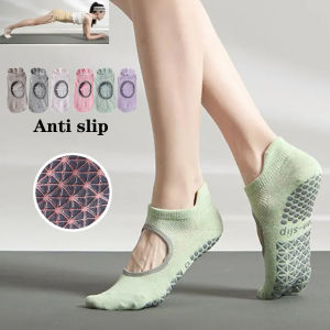 ถุงเท้าพิลาทิสกลวงออกสำหรับผู้หญิงซิลิโคนกันลื่น/ถุงเท้ากีฬาผ้าฝ้ายระบายอากาศถุงเท้าออกกำลังกายถุงเท้าแฟชั่นแจ็คกระโดดเชือกกระโดด