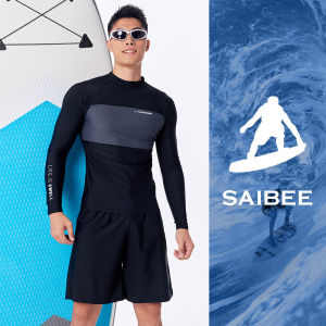 SAILBEE Mens UV Sun Protection Long Sleeve Rash Guard Wetsuit Swimsuit Top Diving Suit Men Split Long-Sleeved Trousers M0105