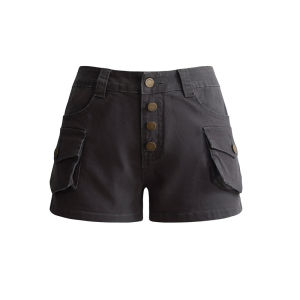 Unifree | Gray High-waisted Workwear Shorts Womens Loose Slim Fit Capri