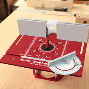 Router Lift and Flip Plate Kit with Metric & Inch Stroke Scale Aluminum Alloy Router Table Inset Plate with Miter Gauge Fence