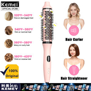 Dual Voltage Ionic Thermal Brush For Curling And Straightening 6 Temperature Settings & LED Digital Display Hot Air Styler