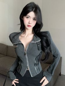 GUZILIAN | Fashionable Collared Double Zip-up Sweater