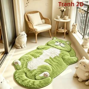 Thảm Trải Sàn Hình Mèo Calico VIKAMA Họa Tiết Động Vật Dễ Thương Chống Trơn Trượt Dùng Cho Phòng Ngủ Nhà Bếp Hành Lang Trang Trí Nhà Cửa Phong Cách Hiện Đại Chất Liệu Polyester.