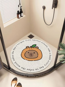 Trendy Capybara Shower Room Hollow out Anti-Slip Bathroom Mat Toilet Door Mat Fall Prevention Foot Mat Home Decorative Rugs