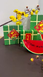 Mô Hình Bánh Chưng Bánh Tét Dưa Hấu Trang Trí Ngày Tết Cổ Truyền Hộp Giấy Gấp Decor Trang Trí Tết