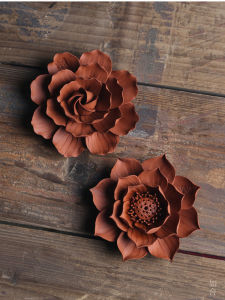 Pure Handmade Red Clay Lotus Incense Holder Ceramic Flower Ornament Cultural Heritage Non-Material Cultural Property