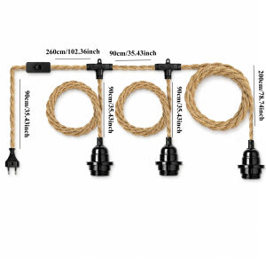 Bộ Đèn Treo 3 Bóng JOYINLED Có Dây Cáp Bằng Dây Gai Dầu Công Tắc Bật/tắt Kiểu Dáng Cổ Điển Đèn Trần Nhà Nông Thôn Chất Liệu Kim Loại Dùng Cho Nhà Bếp Phòng Học