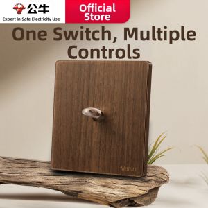 Bull | Retro Walnut Wood Grain Toggle Switch 86mm
