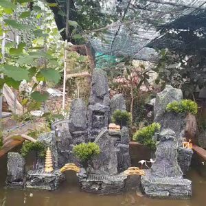 Non Bộ Thác Nước Hòn Non Bộ Sân Vườn Kèm Bộ Trang Trí Và Máy Bơm