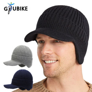GTUBIKE New Winter Men Hat Outdoor Ear Protection Warm Thick Bicycle Knitted Cap Scarf Windproof Visors Baseball Cap Male