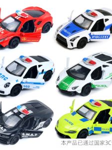 Collectible 1:43 Scale Alloy Police Car Model Toy Vintage Wind-Up Doll Machine Decoration Childrens Small Car Toy Vendors