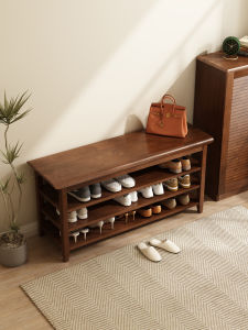 TINGXU | Solid Wood Shoe Changing Bench Shoes Cabinet Combination