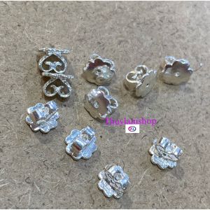 Charm Chốt bông tai hình bông hoa loại dày cao cấp 3mm bạc s925 bảo hành cũ đổi mới