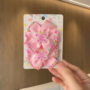 2Pcs Grosgrain Ribbon Solid 2.3Inch Hair Bows With Clip For Girls Hair Clips Hairpin Barrettes Headwear Kids Hair Accessorie