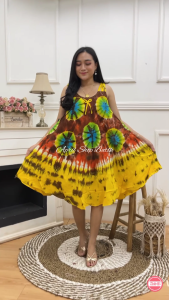 DASTER YUKENSI PAYUNG JUMBO MOTIF RORA DRESS MIDI WANITA CANTIK KEKINIAN TERBARU PIYAMA SINGLET