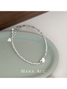 S925 Sterling Silver Heart Shaped Bracelet Womens Fashion Jewelry Simple Design All-Match Hand Accessory Elegant Trendy