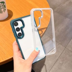 CrashStar With Metal Camera Proctective Ring Transparent Clear Hard Shockproof Phone Case For Samsung Galaxy S25 S24 Ultra + S24 Plus Simple Phone Casing Cover Shell