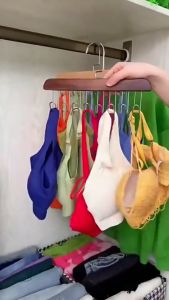 Avinas Wooden Clothes Hanger with 8 Hooks Multifunctional Sling Bra Necktie Storage Hanging Holder Household Dormitory