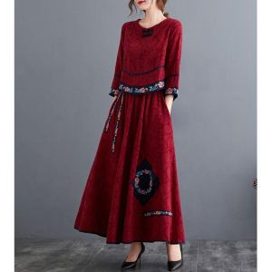 Vintage Phong Cách Trung Hoa Dân Tộc Nữ Bộ Rời Vải Lanh Cotton Mùa Xuân Mùa Thu Bộ Trang Phục Thêu Kích Thước Lớn 2 Bộ