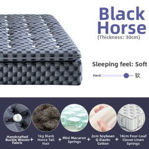 Handcrafted Horsehair High-end Spinal Support Independent Spring Double Mattress