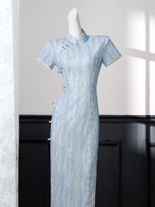Đầm Qipao Phong Cách Trung Quốc Màu Xanh Mới
