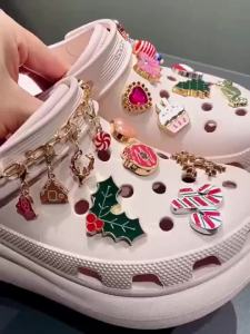 Metal jibbitz cross charms Shoe Buckle shoes Flower Hole shoes Accessories metal Christmas Candy Series DIY Creative jibbitz charms for shoes