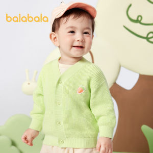 Balabala Baby Sweater Girls Thin Cardigan Baby Sweater Boys Spring Wear 2024 New Pure Cotton Foreign Style