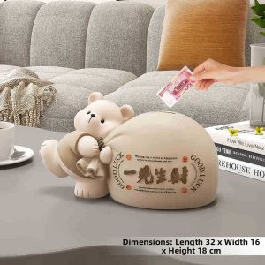 Bear-Shaped Piggy Bank Creme Colored Only Deposit